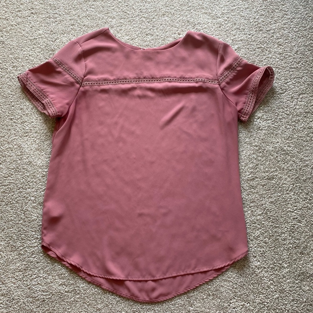 Loft Pink Short Sleeve Blouse Size Small